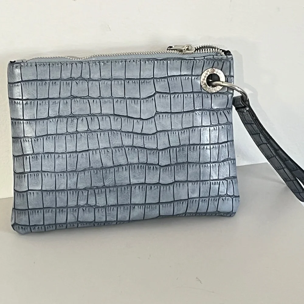 French Connection Wristlet Women OS Blue Dale‎ Croco Double Slim Pouches